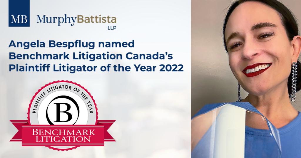 Angela Bespflug named Plaintiff Litigator of the Year 2022 by Benchmark Litigation Canada