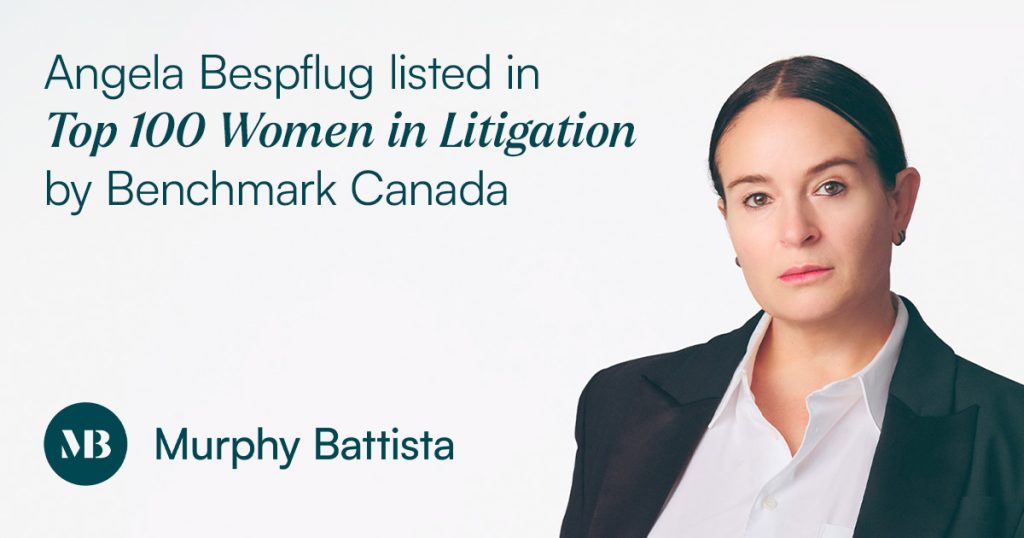 Angela Bespflug, class action counsel and Benchmark Litigation Canada 2026 Top 100 Women in Litigation.
